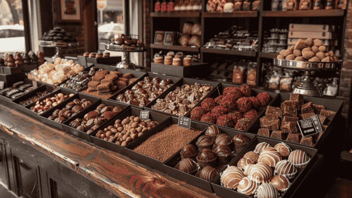bombons em uma vitrine